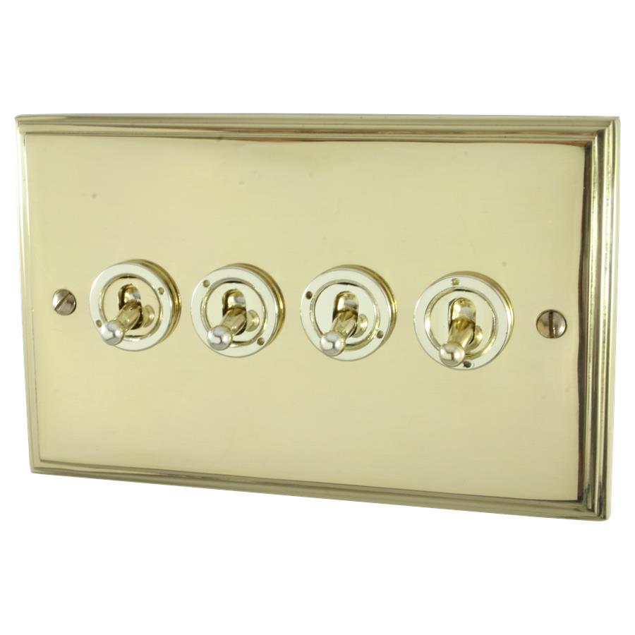 Victorian Polished Brass Electrical Sockets and Switches